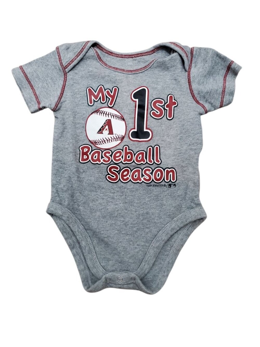 MLB AZ Diamondbacks My 1st Baseball Season Gray Infants Onesie 3/6M